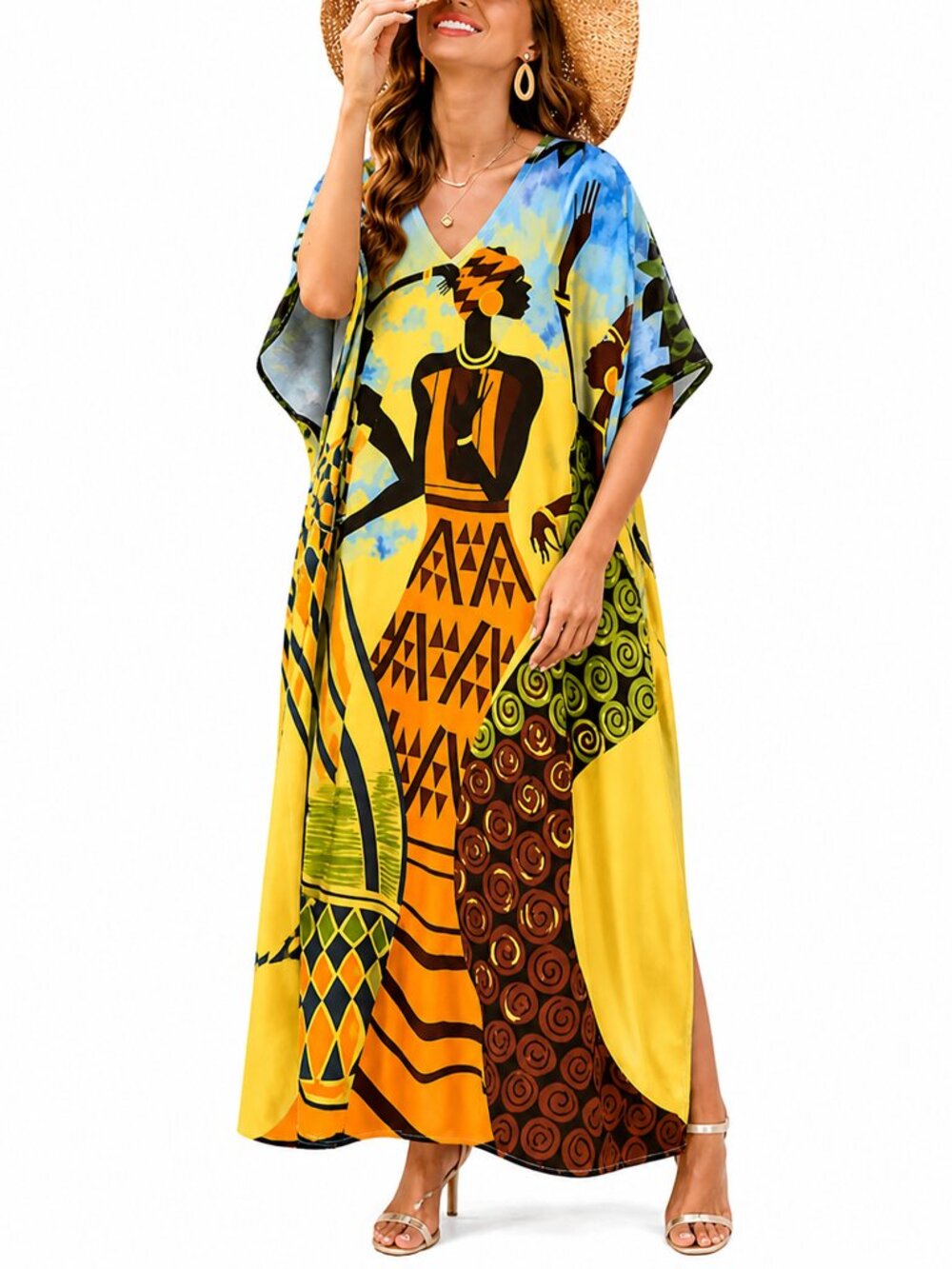Plus Size Women Caftan Dress Winter Cover Up Maxi House Dresses for Loungewear